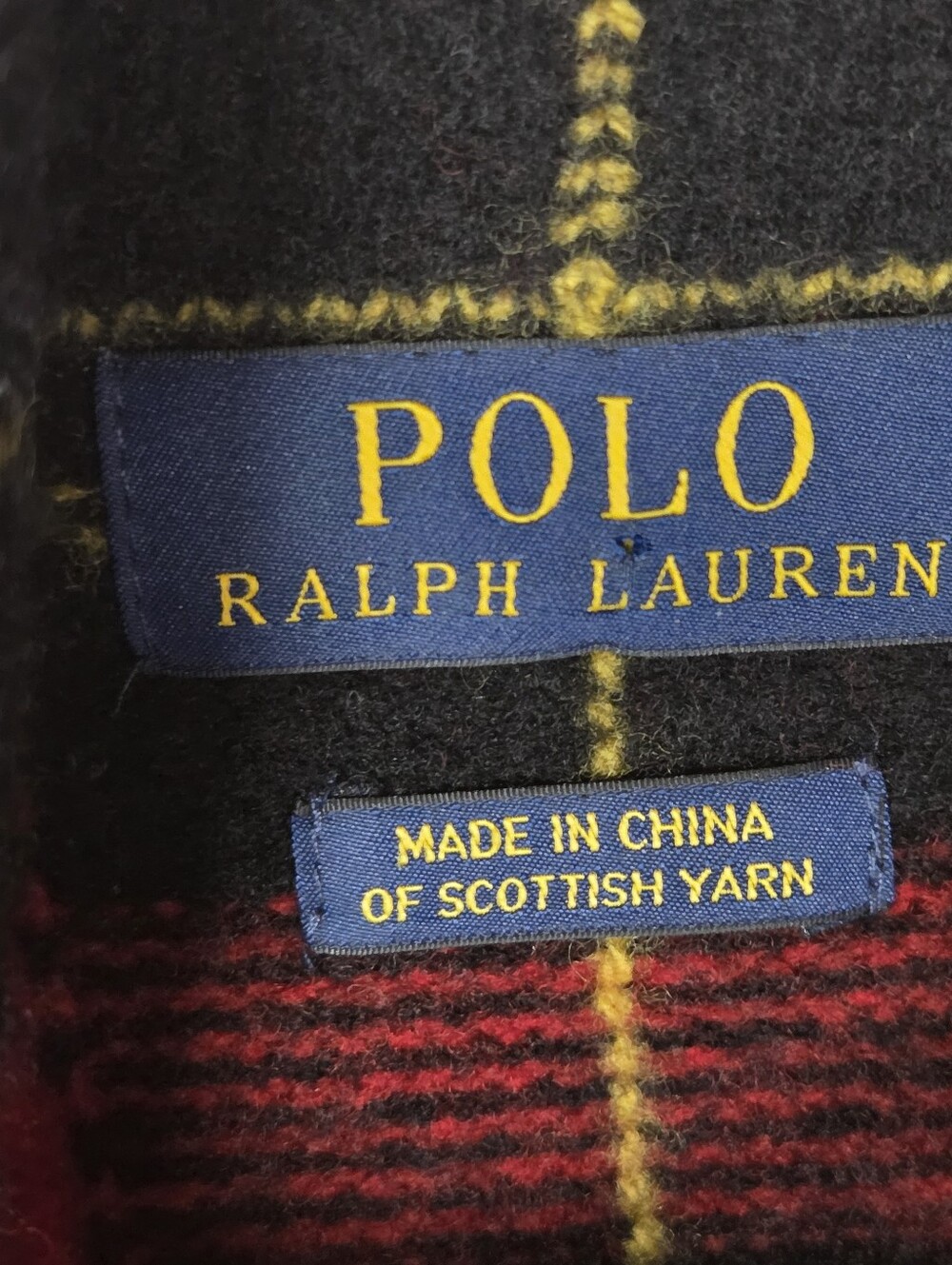 Polo Ralph Lauren Men’s M Red Black Plaid Lambs Wool Shawl Collar Sweater - Picture 4 of 7